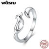 WOSTU Real 100% 925 Sterling Silver Fox Animal Simple Rings For Women Anniversary Party Luxury Ring Romantic Jewelry Gift CQR478