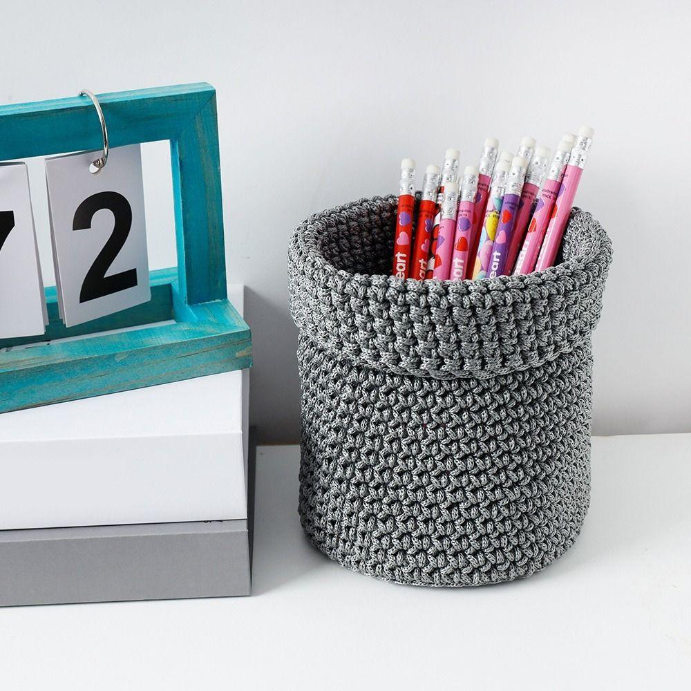 Round Cotton Rope Storage Basket Handmade Cosmetics Storage Bins Grocery Storage Basket  Kitchen