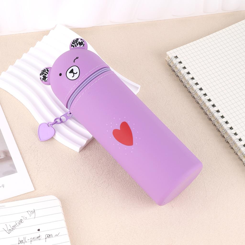 Custom Bulk Buy Beautiful Colors Silicone Multifunctional Pencil Case Novelty Kawaii Pencil Bag School Supplies Novelty Gifts