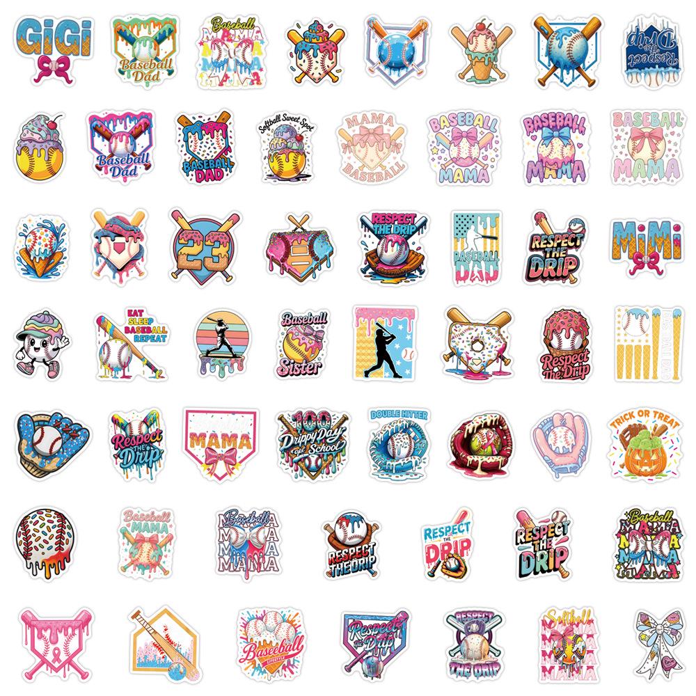 50 Cartoon Ice Cream & Baseball Stickers for Journals, Water Bottles, Laptops - Waterproof