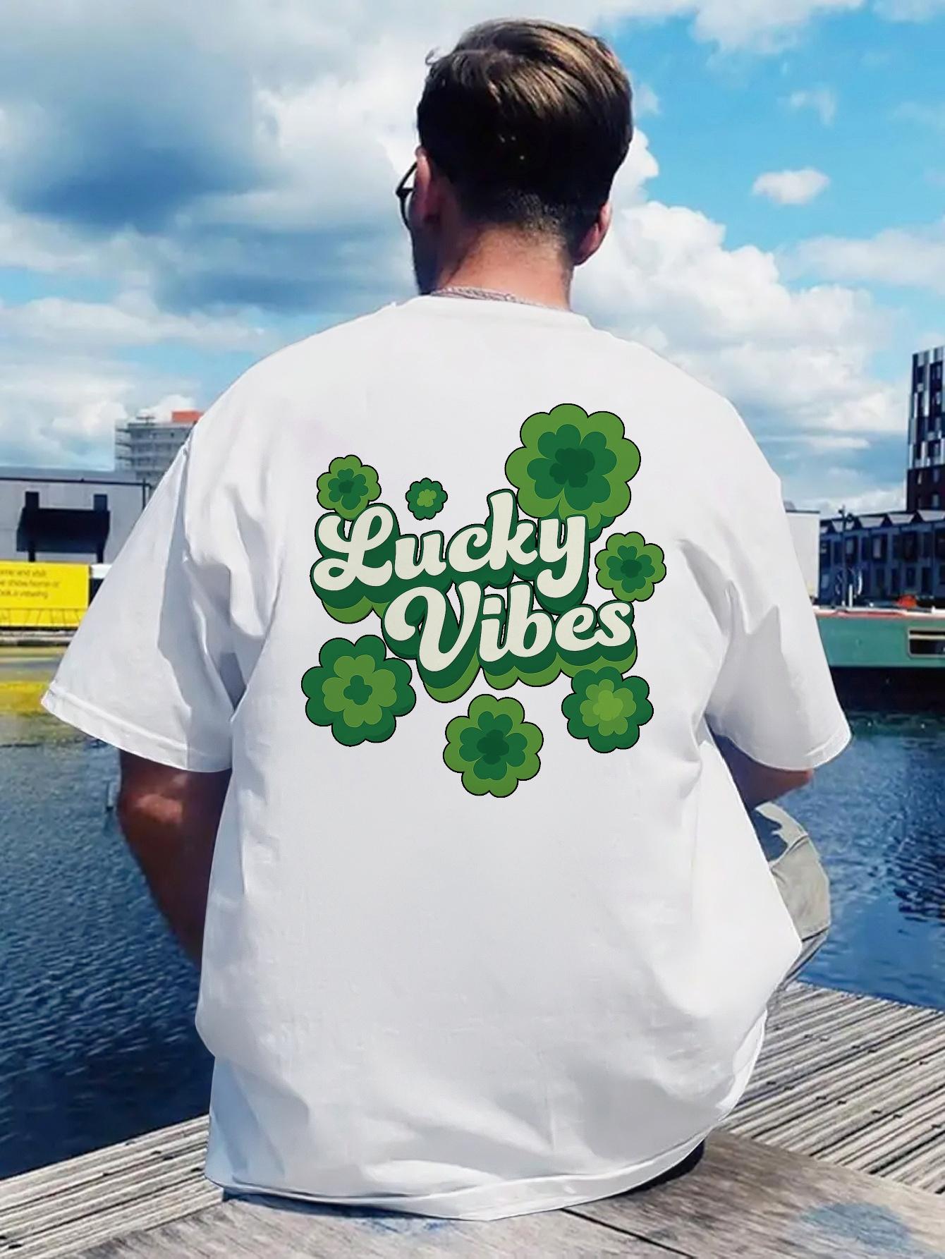 Vintage Rock Band T-shirt - Lucky Vibes Graphic Tee with Green Flowers M