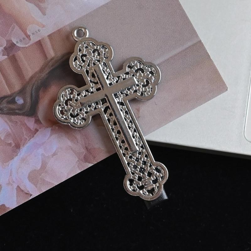 Gothic Crosses Barrettes For Women Punk Hair Clip Carved Metal Hairpin Fretwork 2000s Fashion Hair Jewelry
