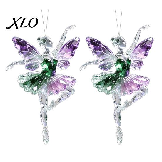Cute Hanging Accessories 2Pcs Glitter Ballet Girl Keychain, 2D Acrylic Pendant for Bag Backpack, Sparkling Indoor Home Decor Dancer Car Rearview