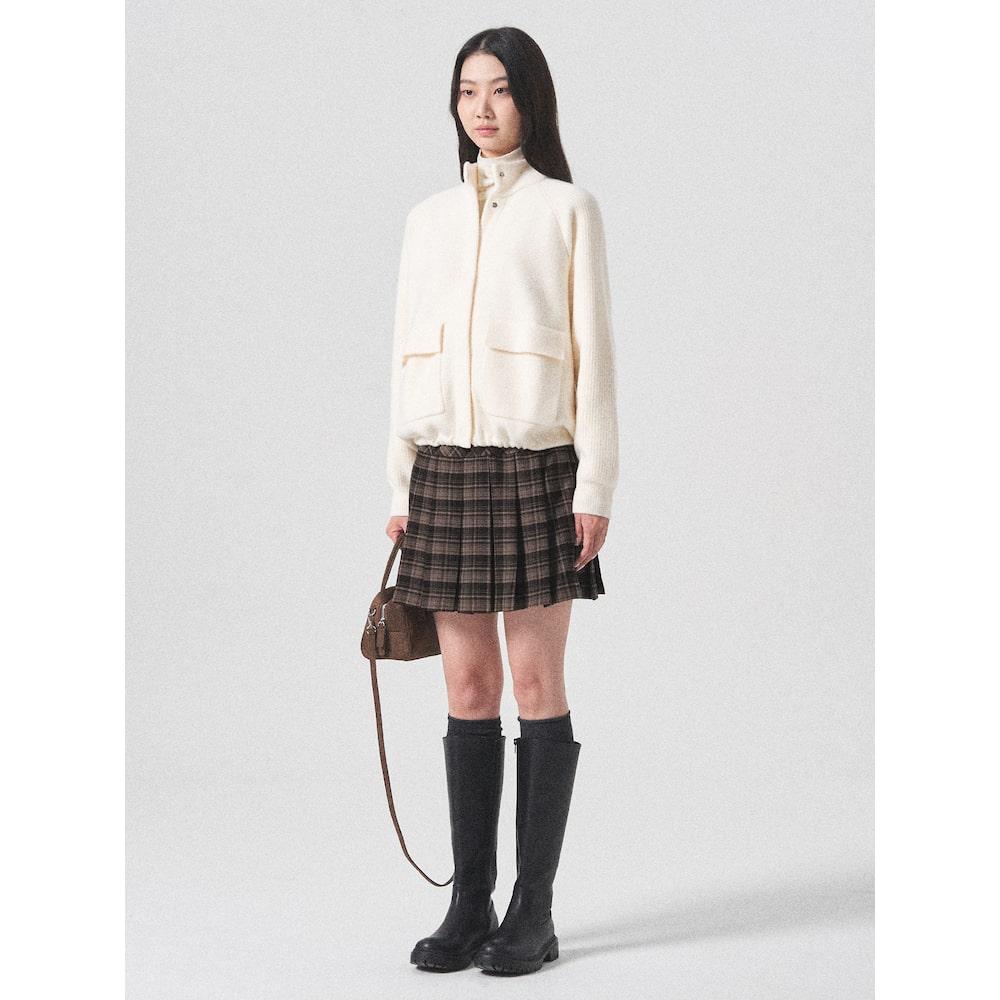 8SECONDS Check Pleated Mini Skirt Brown