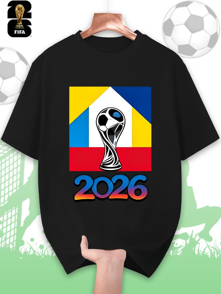 FIFA World Cup Men's Printed Short-sleeved T-shirt, a Fashionable and Trendy Summer Top, Comfortable and Well-fitting