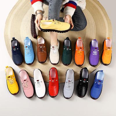 Schuhe mit weicher Sohle, große handgenähte Freizeitschuhe mit Schnürung für Damen