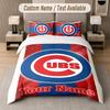 Custom Bedding Set Chicago Cubs Pattern, Print Name Text 1 Duvet Cover plus 2 Pillowcases Home Textile