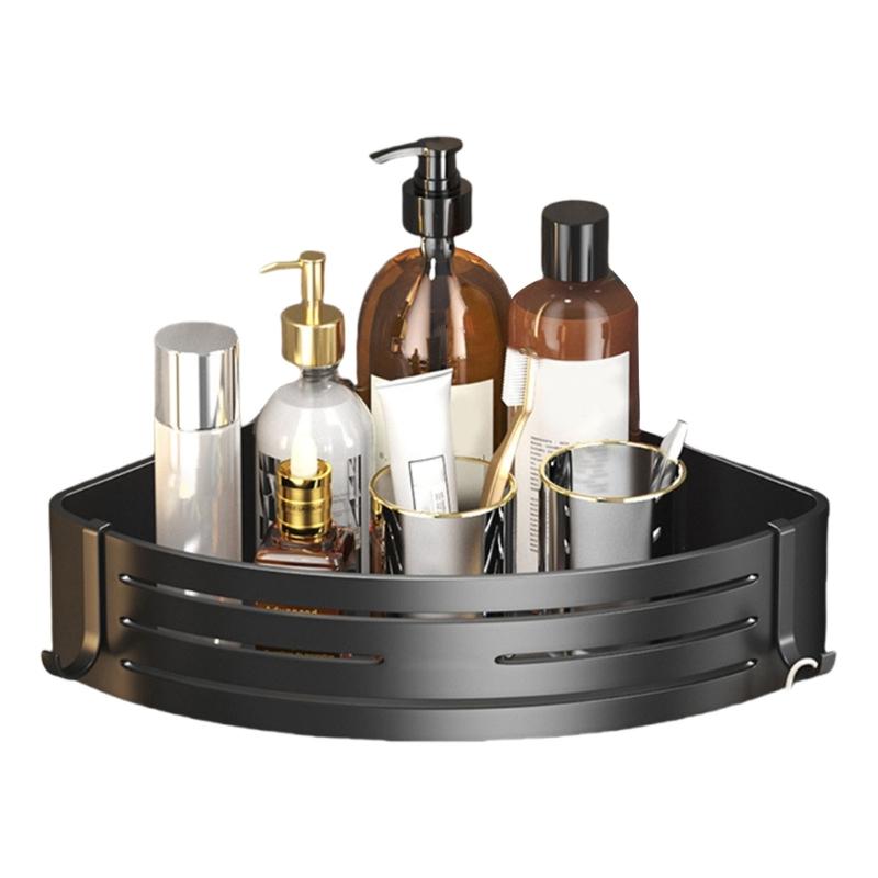 

Heavy Duty Shower Corner Shelf Storage Trays Aluminum Alloy Shower Organizers Shelf with Hook Toilet Corner Wall Shelf