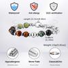 Vnox Men's Stainless Steel Beaded Bracelet with Natural Stone, Cool Hip Hop Adjustable Bracelet, Metal Beads Jewelry Accessories