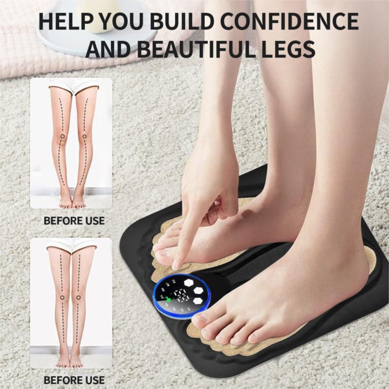 Ny 3D Elektrisk EMS Fotmassager Pad Med Fjärrkontroll, Smart Vikbar Fotmuskelstimulering Massage Mat Fötter Avslappning Formning