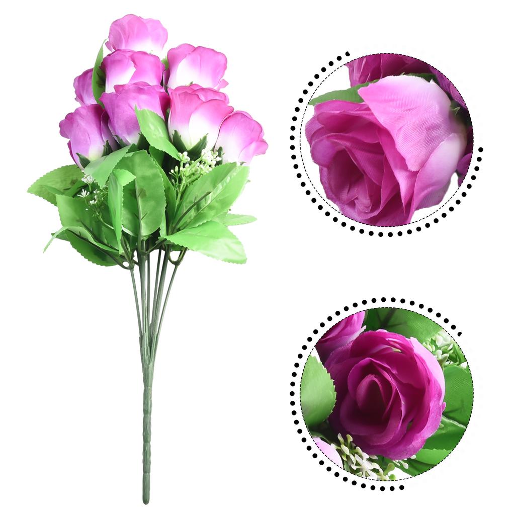 Graceful 10 Heads Fake Rose Bud Bunch for Wedding and Garden Decor
