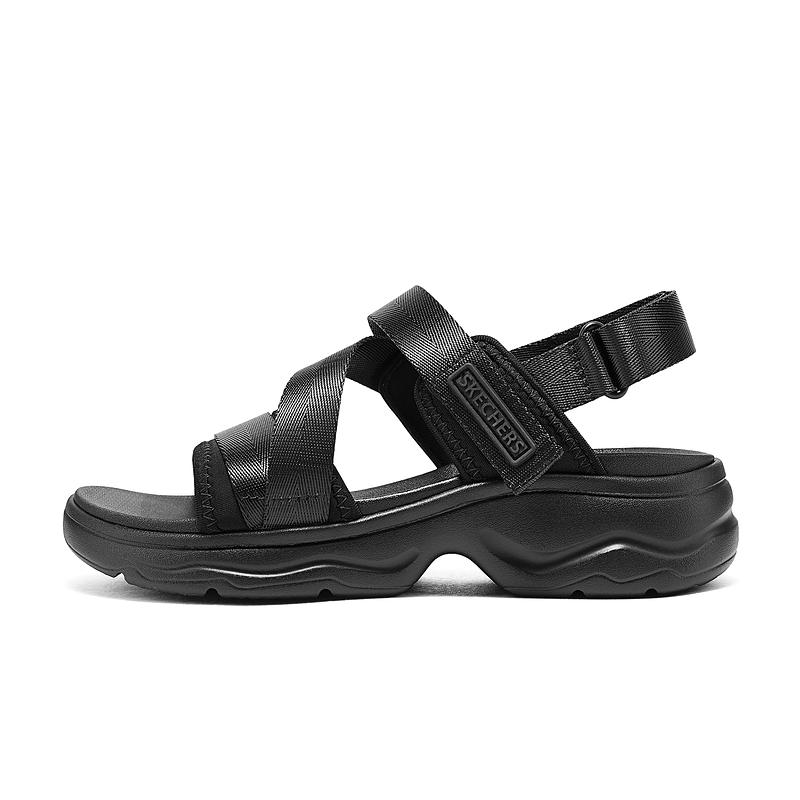 Skechers Casual Velcro Sandals Simple Daily Versatile Breathable Comfortable Lightweight Beach Sandals Women sandals Black 163540-BBK 35