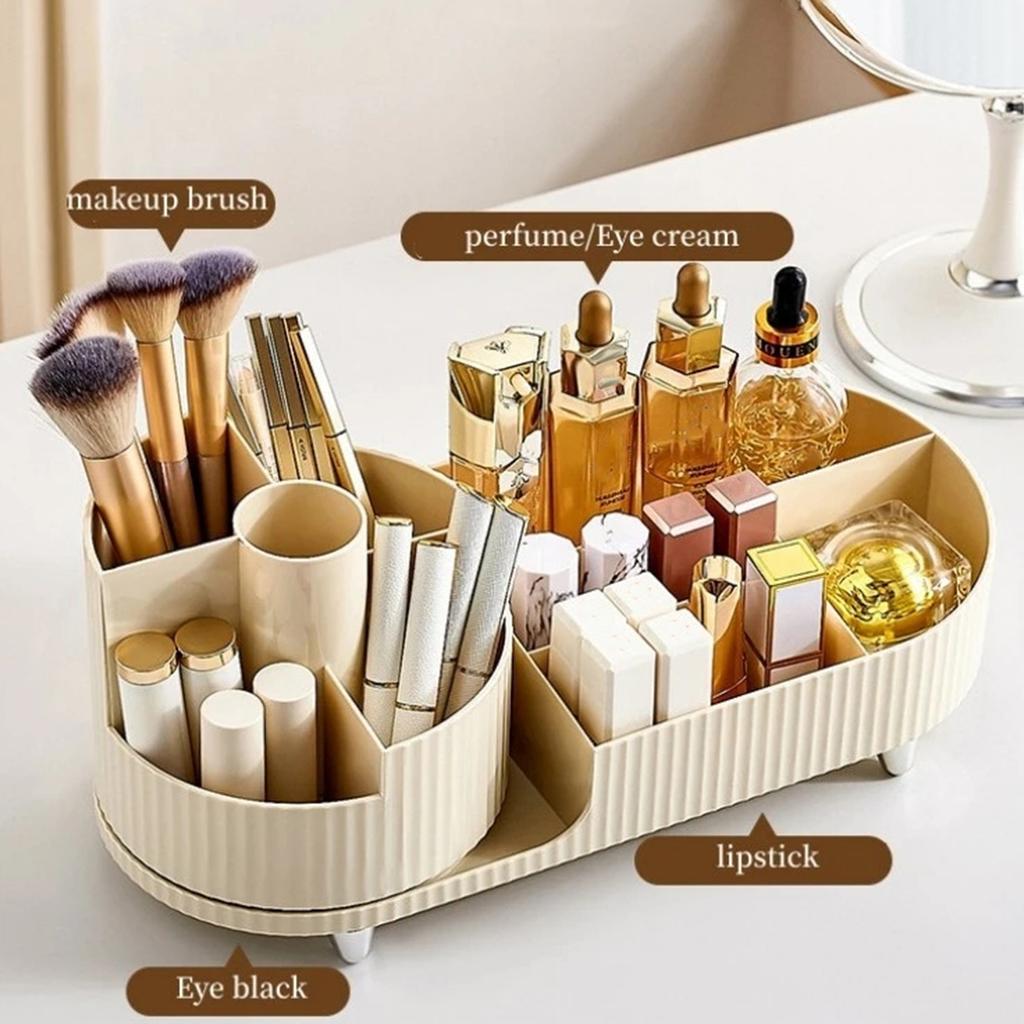 360° Drehbarer Make-up-Pinselhalter Große Kapazität Kosmetik-Aufbewahrungsständer Platzsparend Make-up Display Organizer