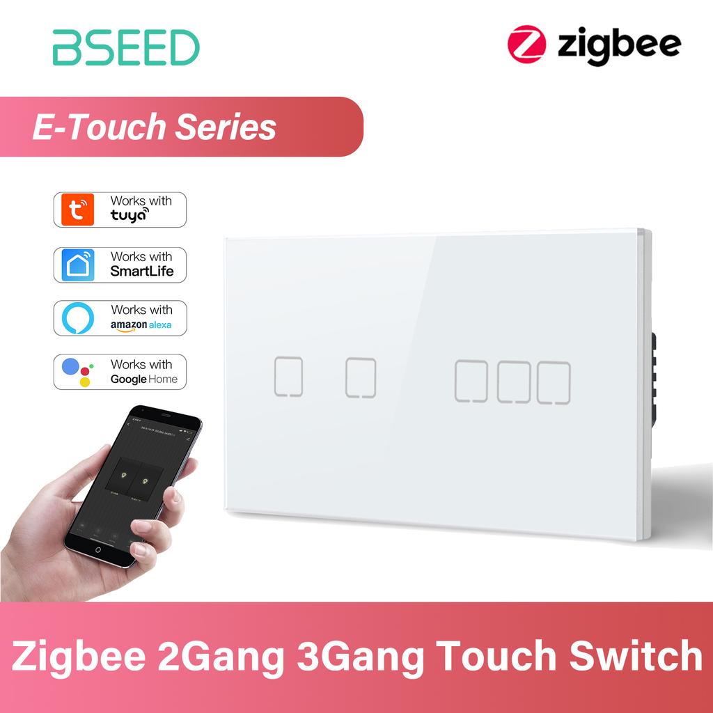 BSEED 1/2/3/4Gang Zigbee Touch Switch Glass Smart Wall Light Switch Touch Screen Backlight Control Aleax Smart Life App E Series