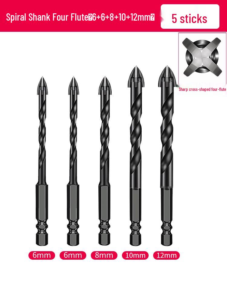 6mm All-In-One Tile and Concrete Drill Bit - Four-Flute Alloy Triangle for Glass and Cement