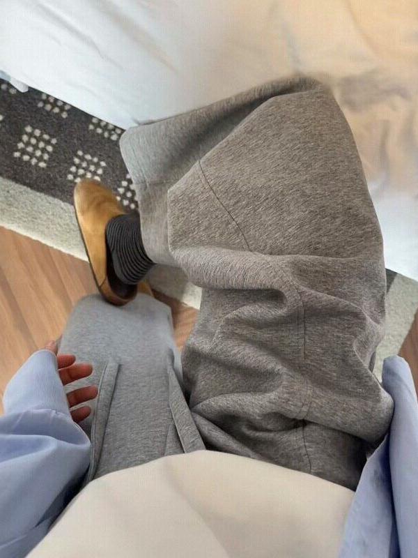 Plus Size Grey Wide-Leg Scythe Women's Sports Pants - Lazy Style (Spring 2026)