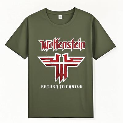 Horký výprodej Pánské letní tričko Značkové tričko s kulatým výstřihem Vzácné!! Wolfenstein Logo Slavské Video Módní Bavlněné Unisex Tričko Evropská Velikost