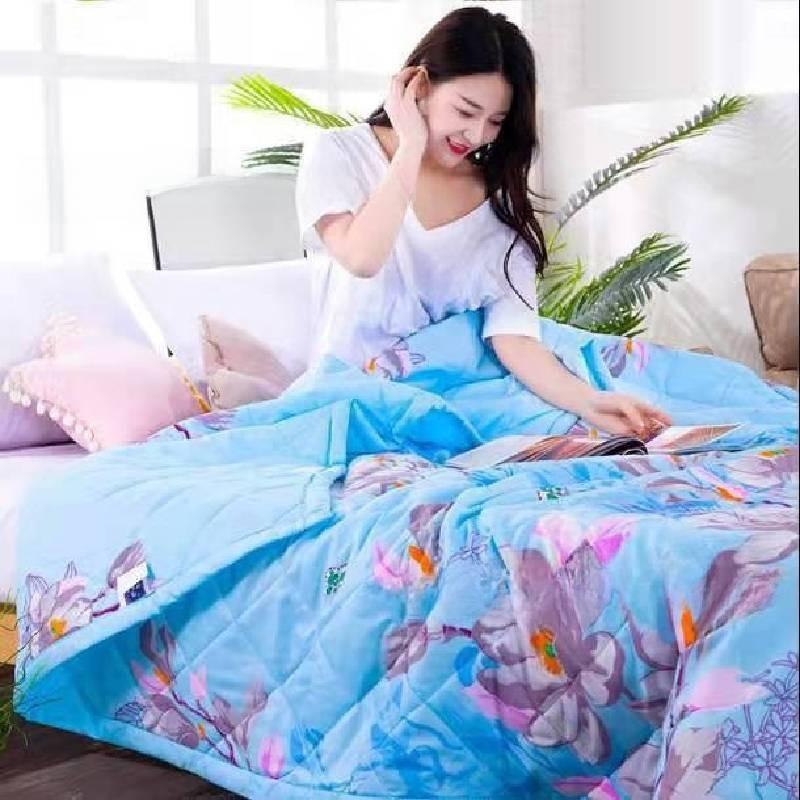 Printing Flower Breathable Cotton Blended Summer Blanket For Comfort Indoor