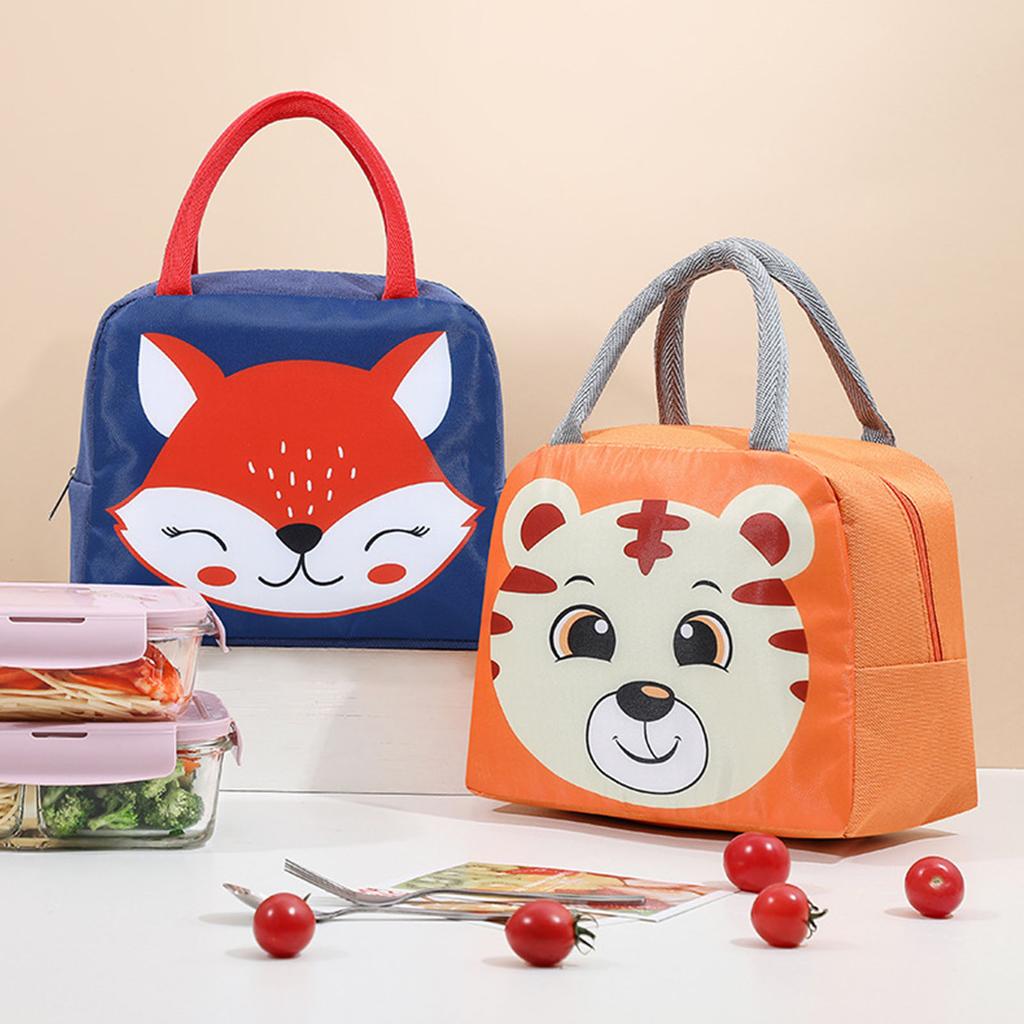 Lunch Bag Cute Cartoon Animal Pattern Waterproof Large Capacity Portable Thermal Insulation Lunch Box Bag for Women Men