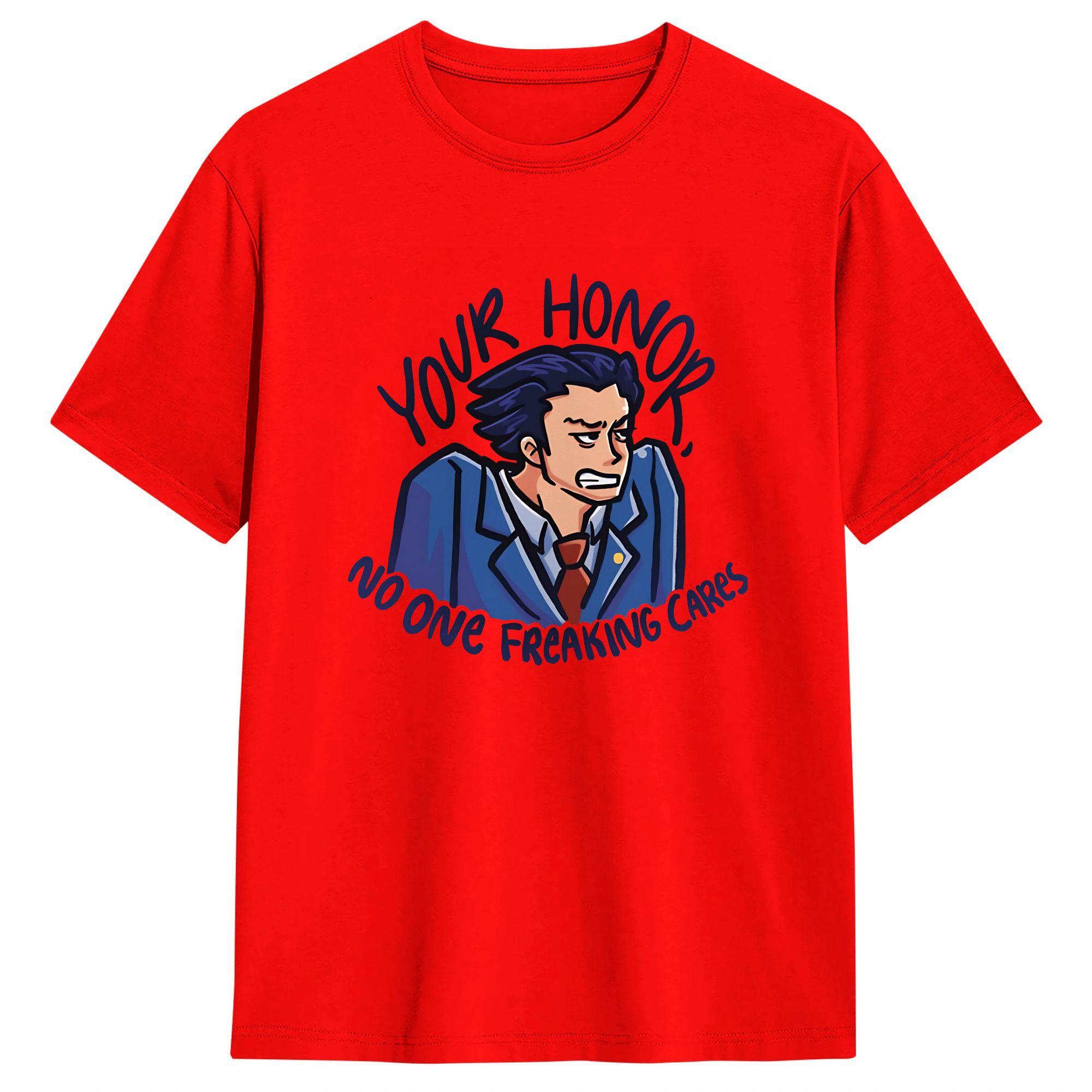 Ace Attorney T Shirt Summer  Harajuku TShirts Adult Pure Cotton O Neck Oversize Top Tees Short Sleeve Streetwear Tops S