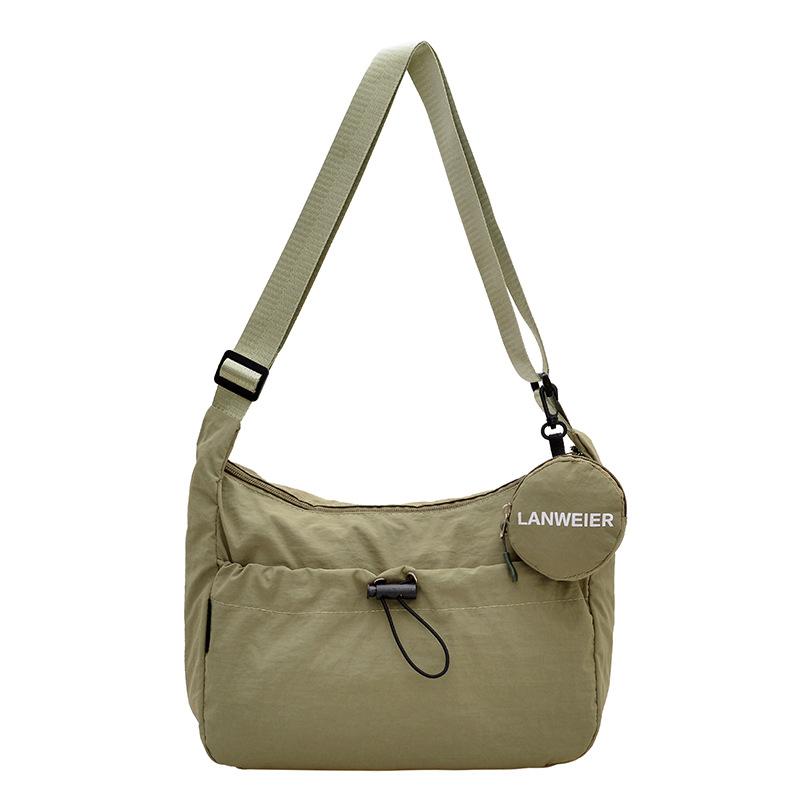 

Новая сумка-мессенджер, студенческая сумка, женский стиль, большая вместимость, однотонная нейлоновая сумка, сумка через плечо зелёный