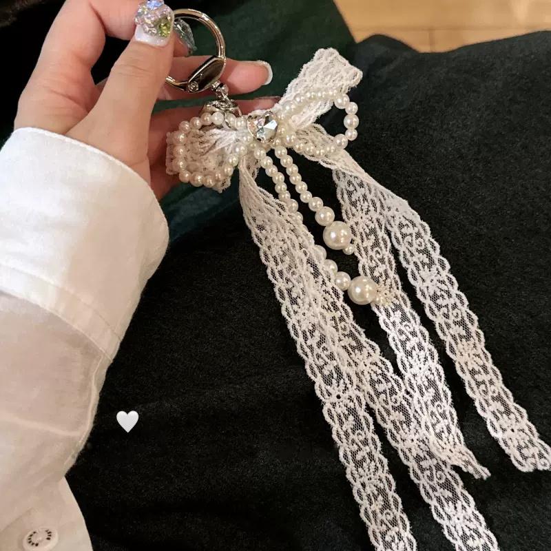 Y2K Korea Süße Spitze Perlenkette Handy-Lanyard Kette Knoten Handy-Lanyard Schlüsselanhänger Kopfhörer Tasche Kawaii Anhänger Zubehör