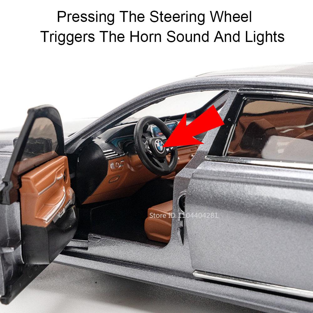 1:24 THE 7 760Li Model I5 M60 Alloy Diecast Car Toys 6 Doors Opened Sound Light Pull Back Miniature Vehices Boy's Birthday Gifts