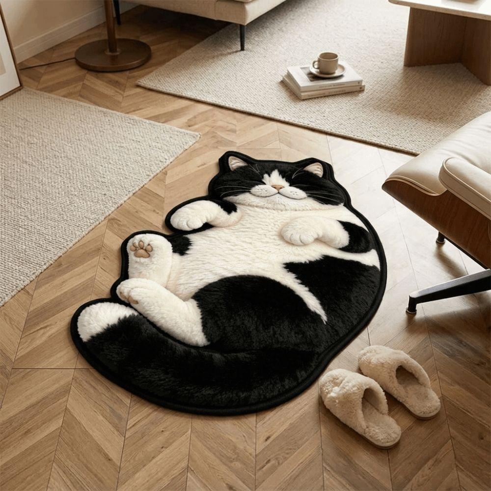 High-Density Cat-Shaped Area Rug Stain Resistant Home Decor Carpet Bedroom Rug Nursery Room
