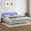 VidaXL Slat Bed Base with Mattress and LED, Upholstered Bed with Headboard, Double Bed, Adult Bedroom Bed, 3133981