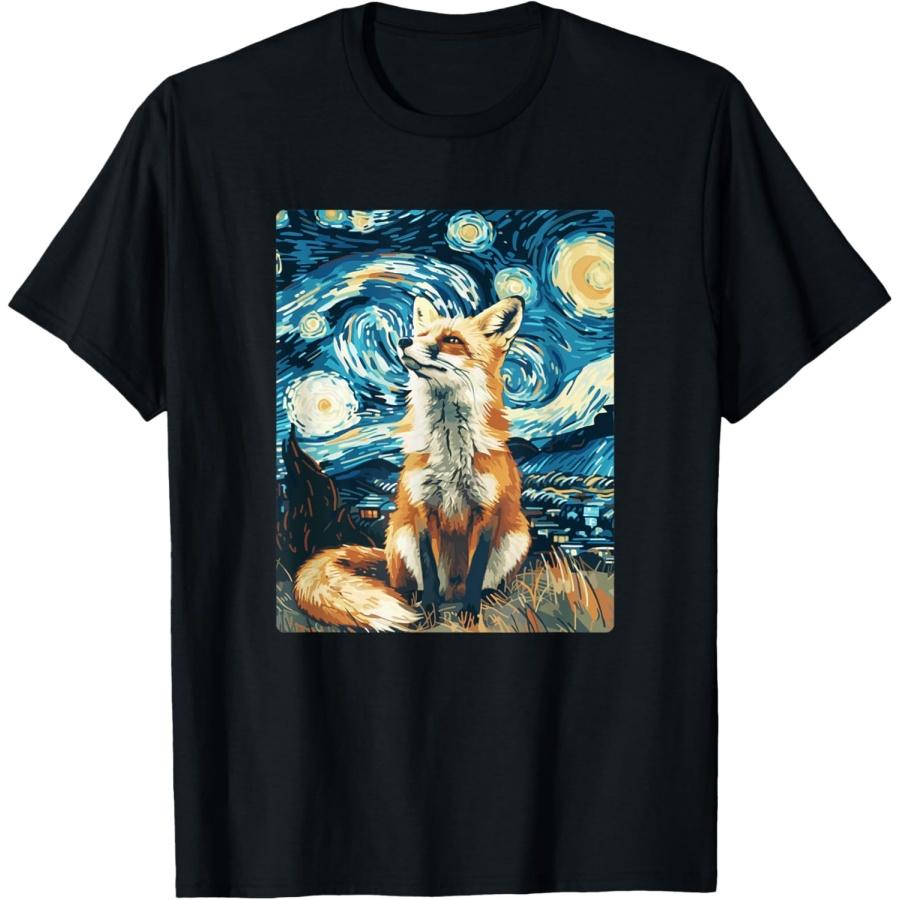 

Starry Night Style Artistic Fox T-Shirt XXXXXL чорний