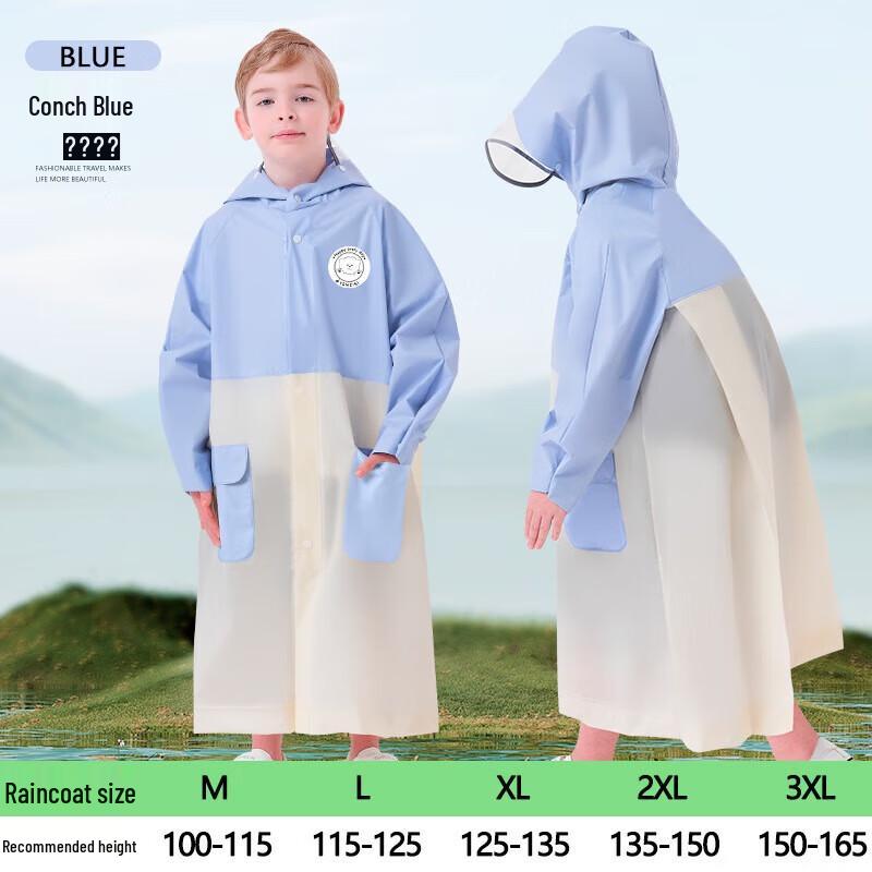 Children s Thickened Raincoat with Backpack Space