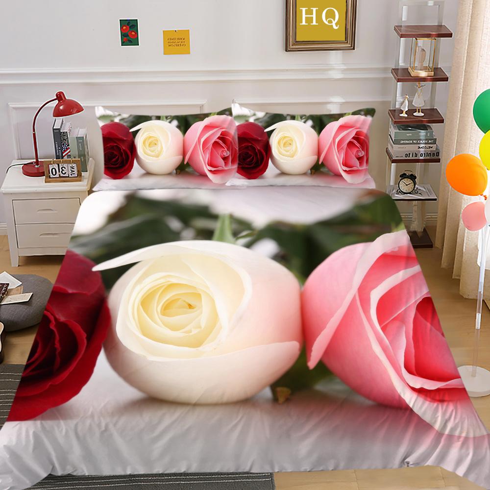 3D Flowers Printing Bedding Cover Full Size Polyester Bedspreads Woman Luxury High Quality Bedroom Decor