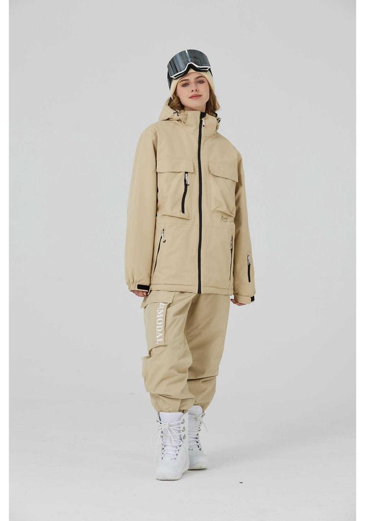 Unisex Logo Ski Suit Set: Warm, Loose-Fit for Snowboarding & Skiing Outdoors