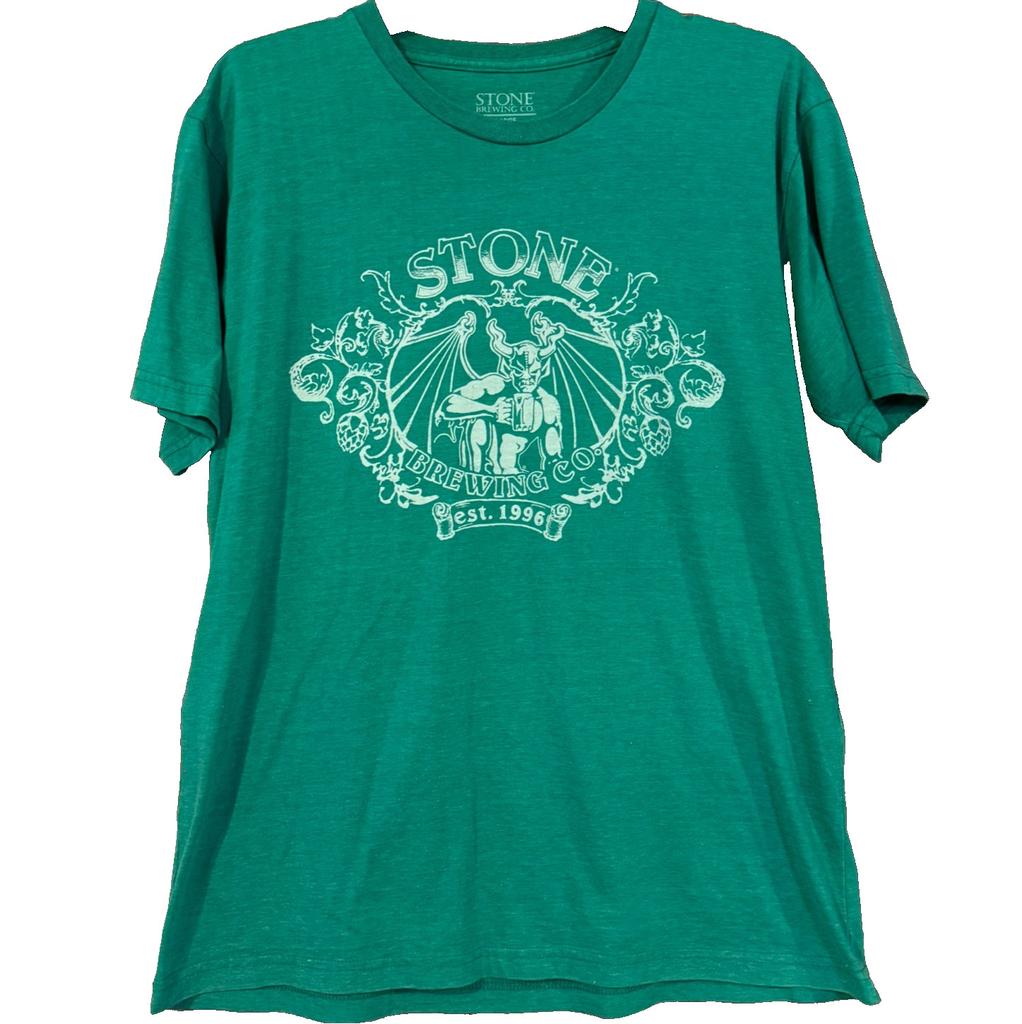 Stone Brewing Co T Shirt Large Green Heather Graphic Gargoyle Craft Beer Made US Unisex T-Shirt