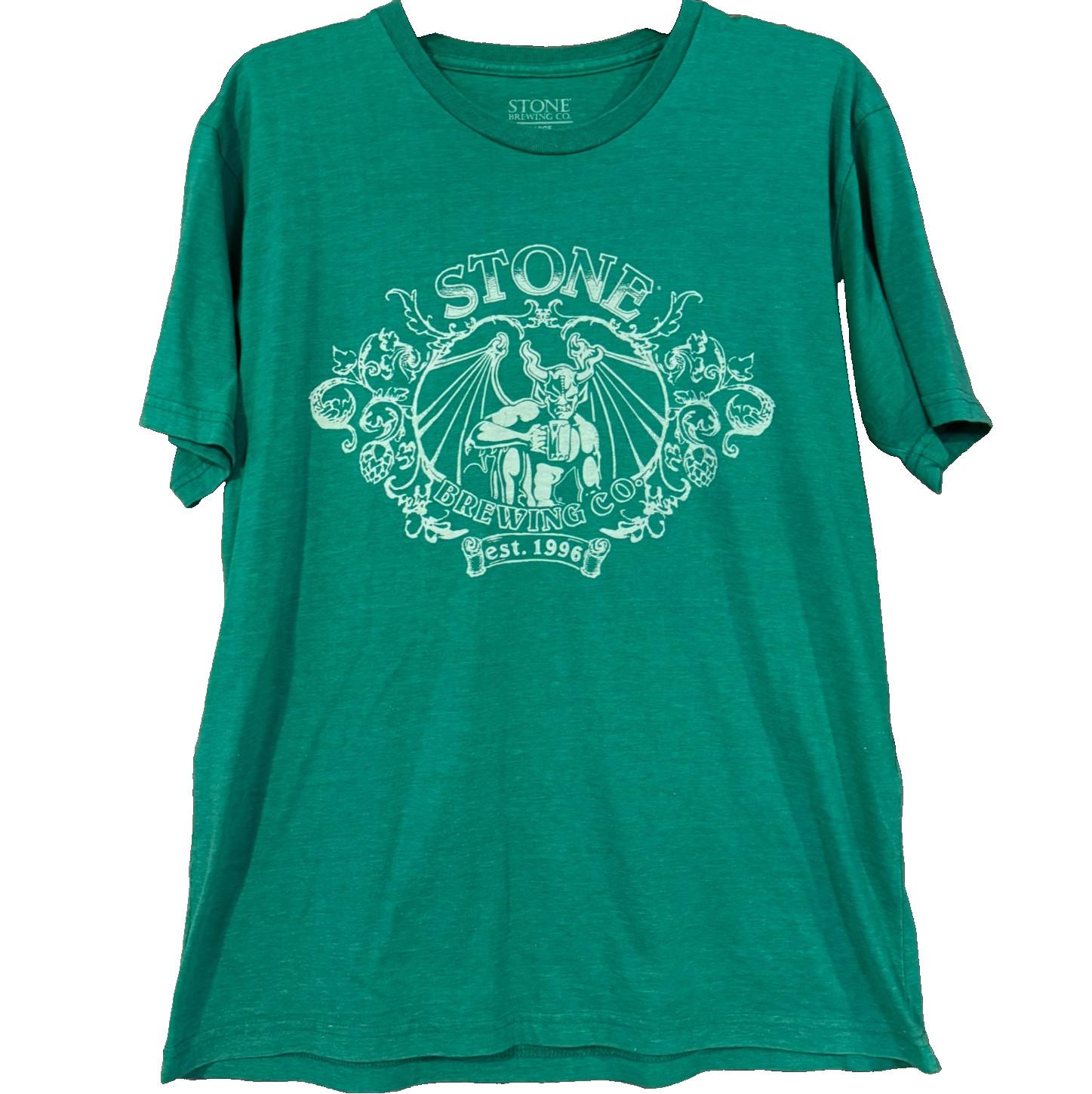 Stone Brewing Co T Shirt Large Green Heather Graphic Gargoyle Craft Beer Made US Unisex T-Shirt L