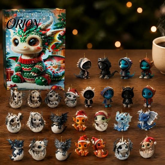 Exquisite Christmas Gift Box Dragon Advent Calendars 2026, 24 Days Countdown Calendar with Acrylic Hanging Ornaments Ornaments, Collectible