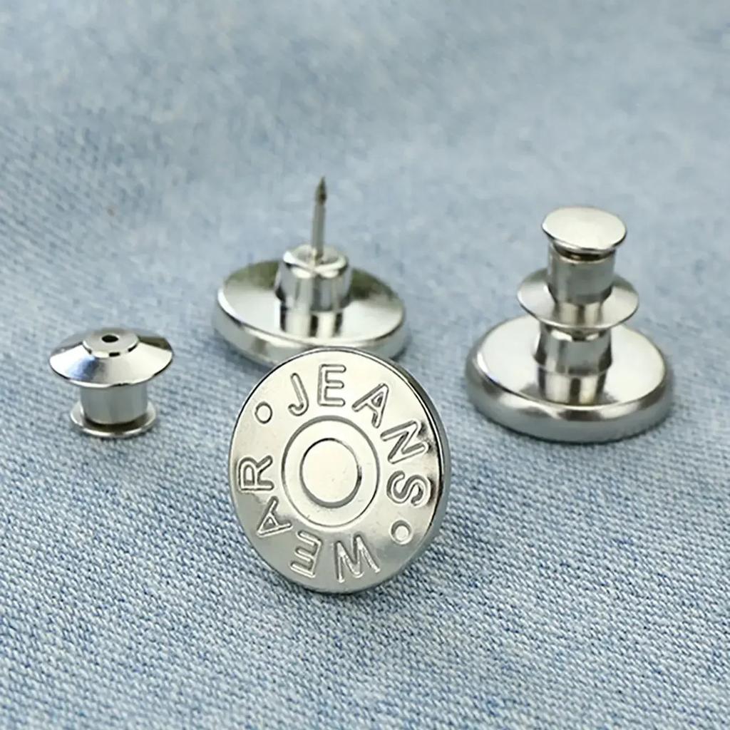 6pcs-Adjustable detachable jeans button Sew free vintage metal button garment button accessory I-button