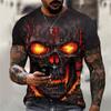 Černé tričko Lebka Pánské Punk Tričko Lebka Rock Gun Modré tričko Tričko s 3D potiskem Retro gotické pánské oblečení letní top