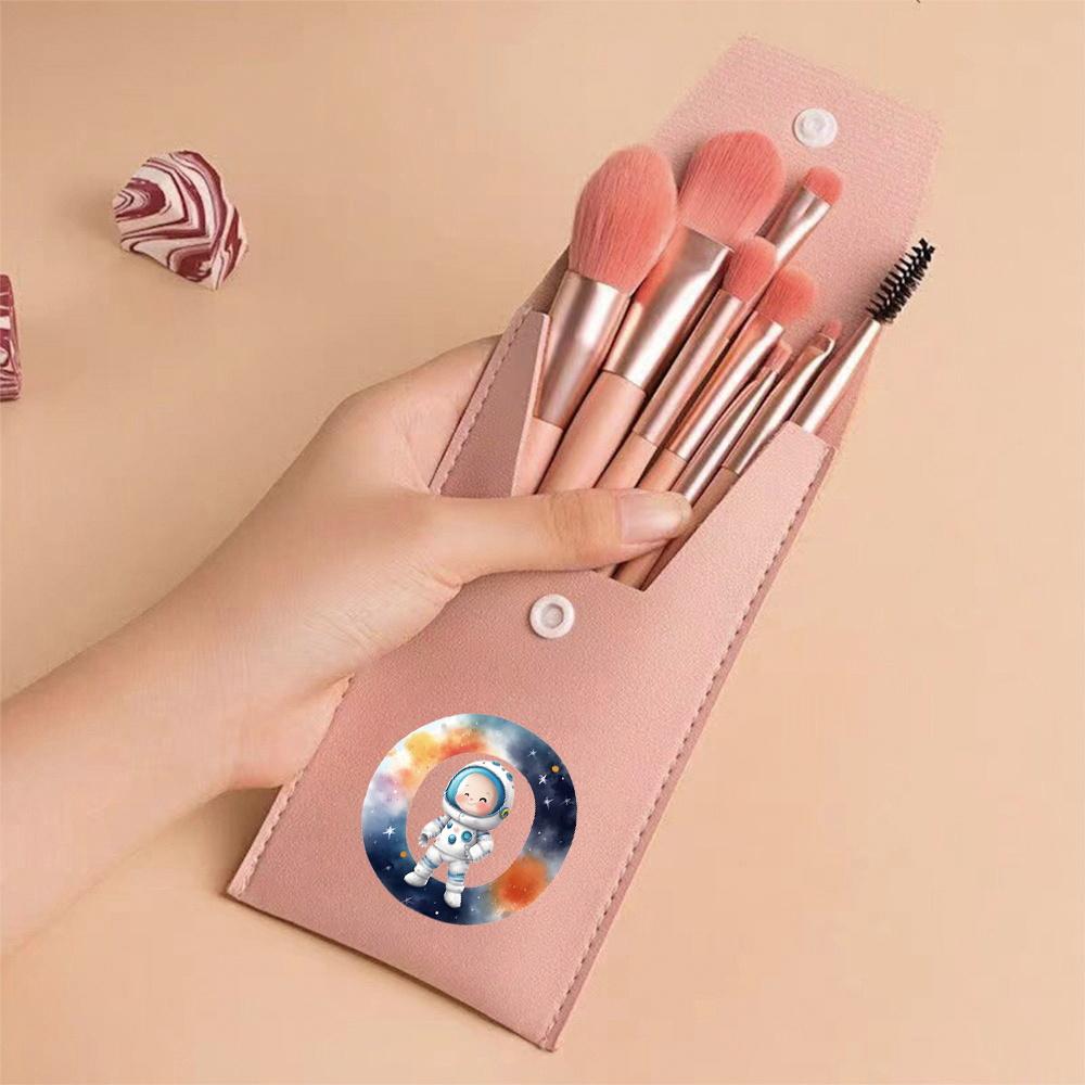 Premium Makeup Brushes Kit 8 Pieces Portable Blush Concealer Eyeshadow Brushes Synthetic Bristles Astronaut Letter Pattern