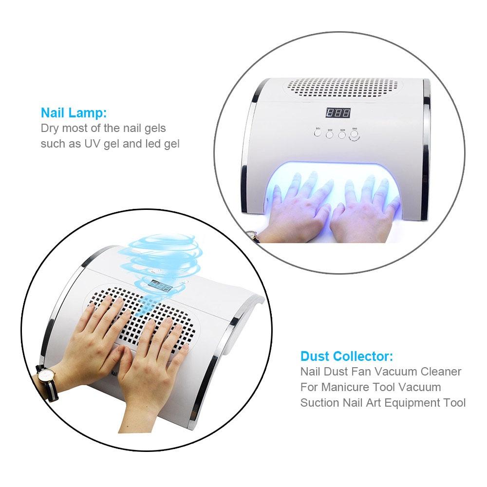 36/45 LED UV LED Nail Lamp Infrared Induction Nail Duct Suction 2 Fan Vacuum Cleaner For For Manicure 2 In 1 80W/150W
