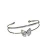 French Zirconia Butterfly Double-Layer Open Bangle: Elegant, Versatile Fashion Bracelet for Women