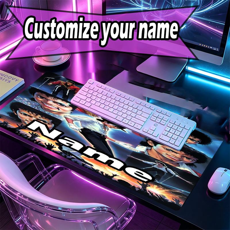 Personalizovaná podložka pod myš s motivem Michaela Jacksona a vlastním jménem, Podložka na stůl pro notebook PC, Dekorativní podložka na stůl pro domácnost, Podložka pod klávesnici, Dárek
