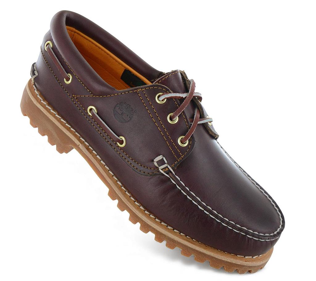 Timberland Authentieke 3-Eye Lug - handgestikte bootsschoen voor heren in bordeauxrood leer Schoenen TB050009-648 ORIGINEEL
