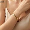 EFFIE QUEEN 304 Stainless Steel 18k Gold Cable Chain Bracelet Simple Jewelry for Women, Men Wedding Party Banquet Gift STCB03