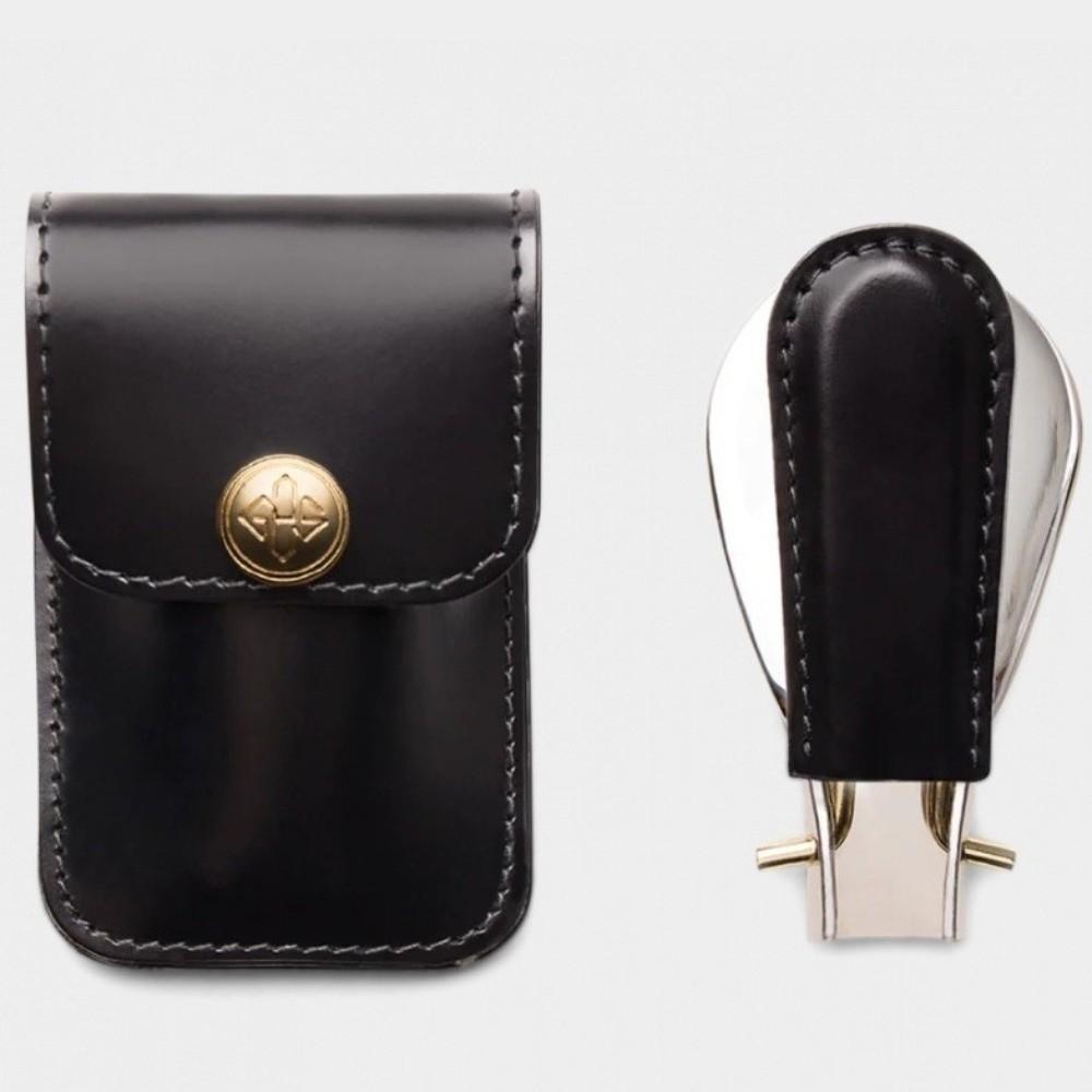 Leather Bag Elderly Person Folding Shoehorn PU Handle Portable Shoe Lifter Tool Travel