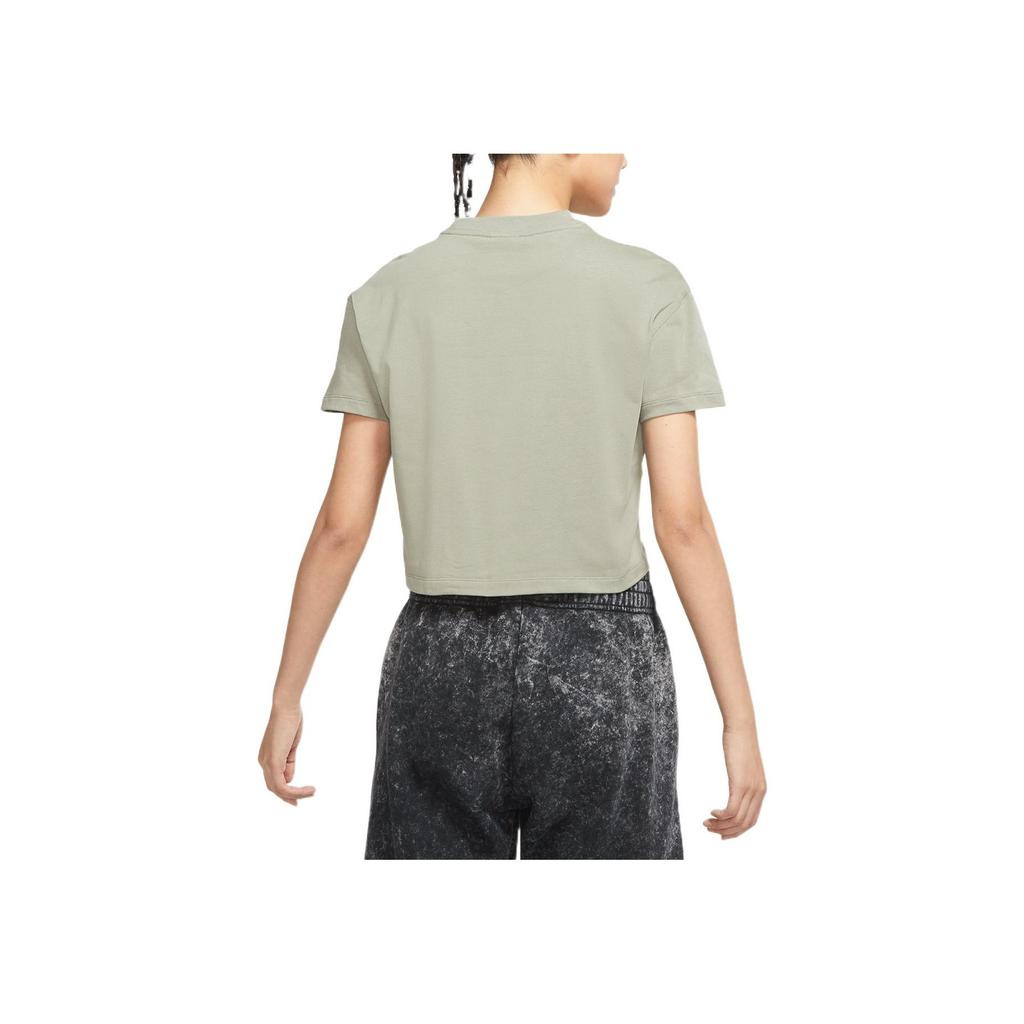 Nike Casual Solid Color Logo Short Sleeve Round Neck T-Shirt Women Tops Light-Army-Green DA0324-320