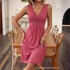 2026 summer new European and American fashion simple V-neck vest dress women's clothing