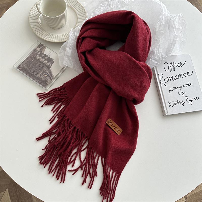 Autumn And Winter  Cashmere Scarf For Women, Solid Color Warm Shawl, Fashion Tassel Scarf, Versatile Scarf