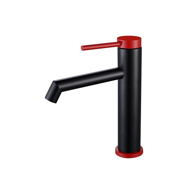 Schwarzer Badezimmer Heiß- und Kaltwasser-Mischbatterie Waschbeckenarmatur 304 Edelstahl Gezeichnetes Gold Deckmontierte Mischbatterie Spülbeckenhahn Wasserhahn