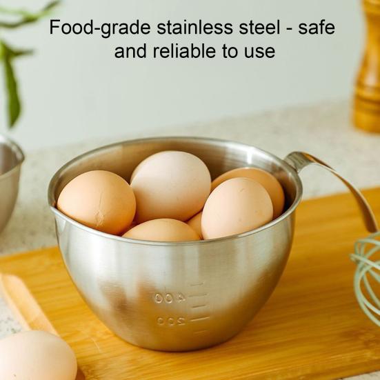 Stainless Steel Mixing Bowl with Strainer 2 In 1 Multifunctional Basin Strainer with Handle for Mixing Batter Egg Cream Washing